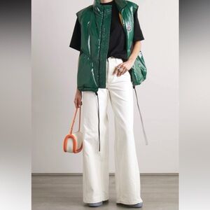 NWT Moncler X Alicia Keys Wide Leg Pantalone Jean in Off White Sz US 2